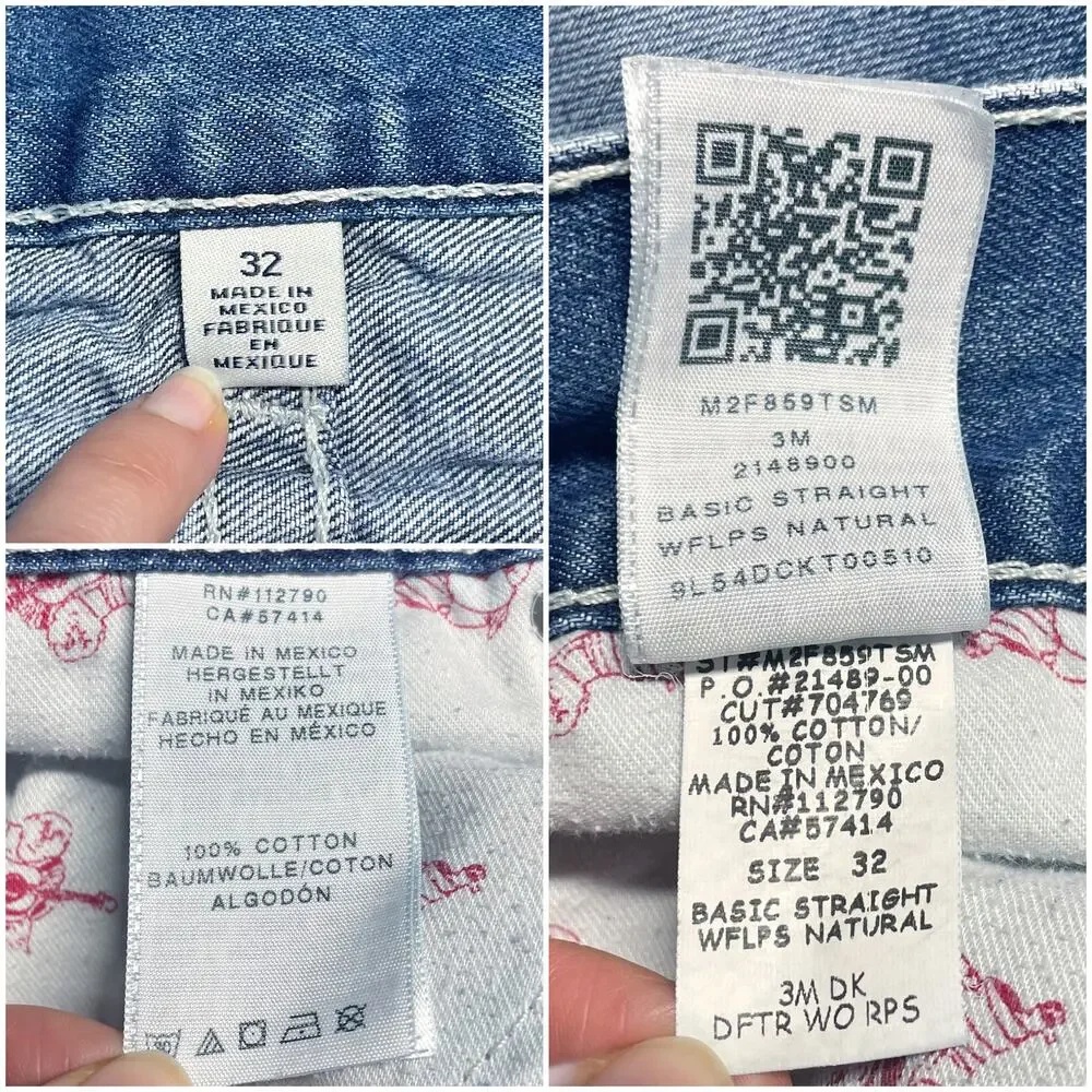 TRUE RELIGION Men's Basic Straight WFLPS Natural Faded Medium Wash Jeans 32X32